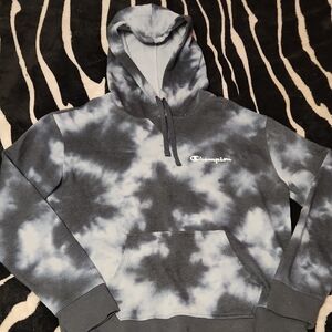 Champion Tie-Dye Hoodie in Black & White